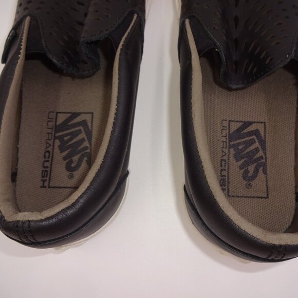 Vans Black Laser Cut Cutouts UltraCush Slip-On Shoes Mens 6.5 Womens 8 - Picture 6 of 8